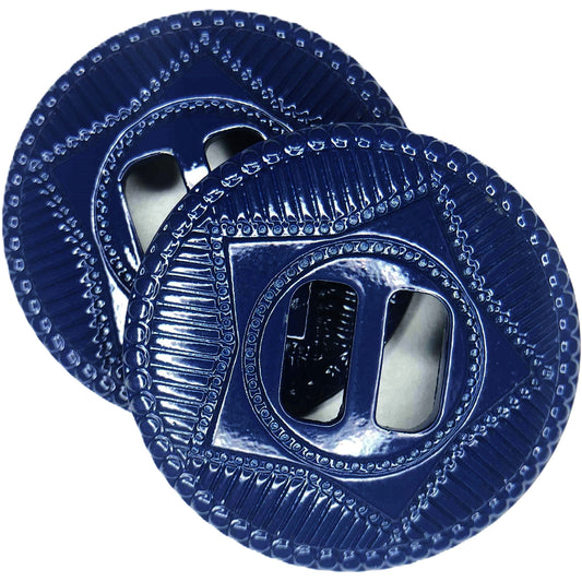 A pair of navy blue conchos.