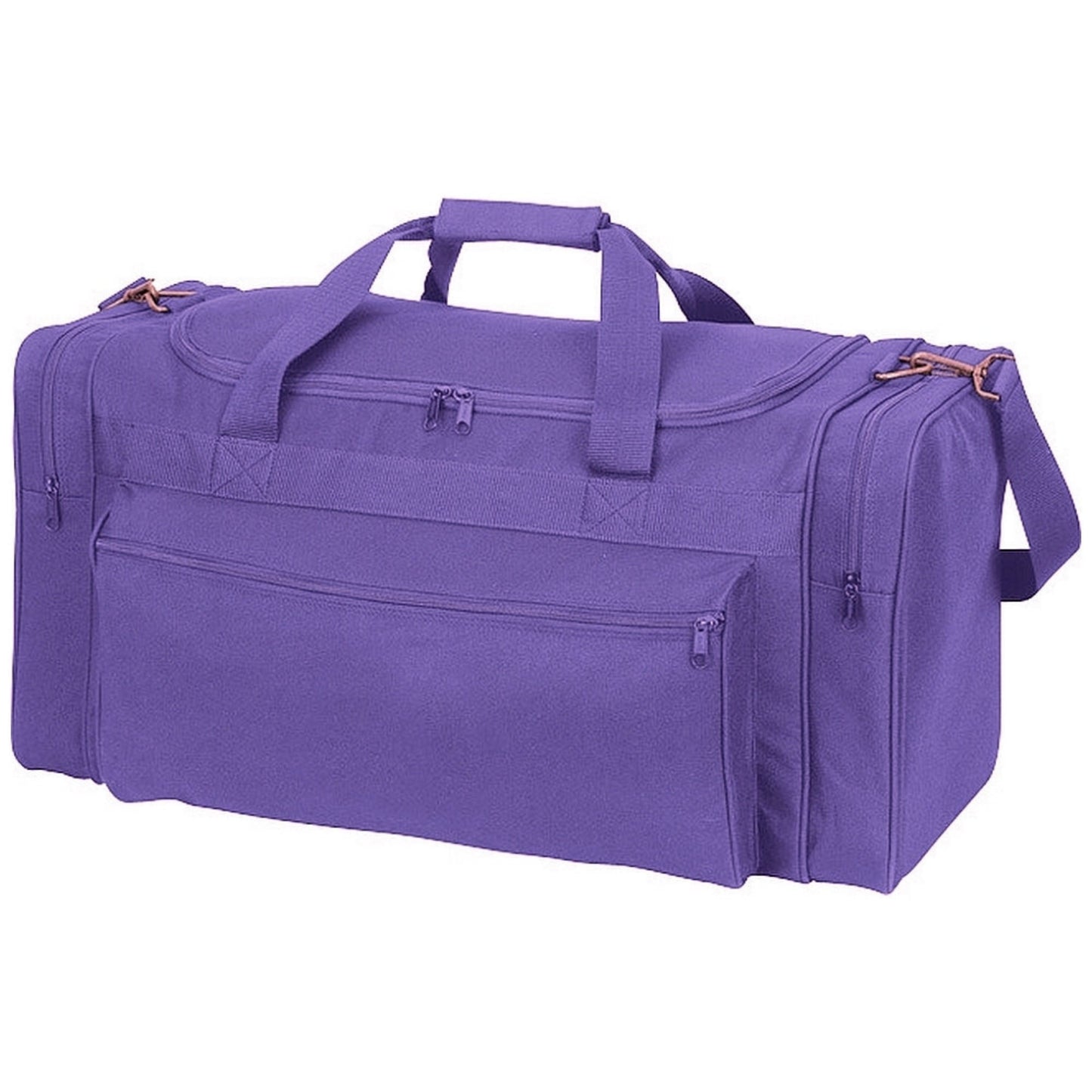 A purple duffel bag.