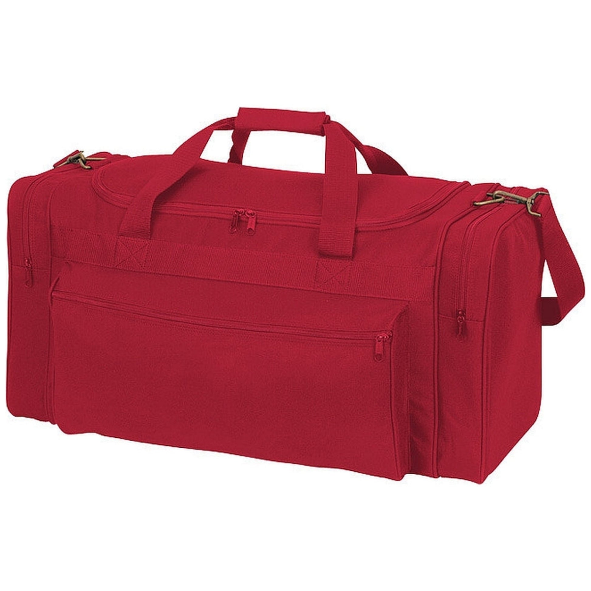 A red duffel bag.